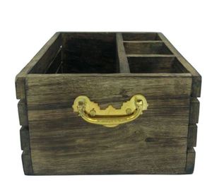 ที่ใส่ช้อนส้อมไม้แนวชนบทมี4ช่องที่วางช้อนและที่หนีบหม้อสำหรับใช้ในครัว - Product Image 4