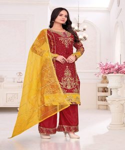 DESIGNER SILK EMBROIDERY SEQUENCE WORK TOP PALAZZO DUPATTA FESTIVE WEAR WHOLESALE PRICE ETHNIC GARMENT AFRICAN CLOTHING - Product Image 2