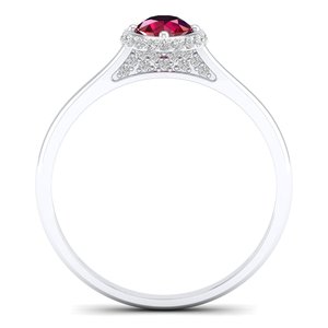 แหวนหมั้นเงินแท้ 925 ประดับโมอิสซาไนต์ทรงรัศมี พร้อมพลอยทับทิมทรงกลมสีแดง สำหรับงานแต่งงาน เครื่องประดับชั้นดี ได้รับการรับรองจาก REYES GRA - Product Image 4