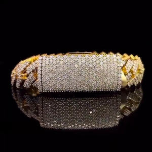 Pulsera de Lujo con Incrustaciones de Moissanita Dorada, Estilo Hip Hop, Chapada en Rodio, Joyería Premium para Fiestas - Product Image 2