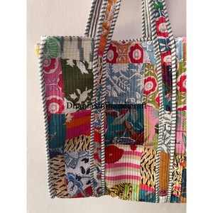 Boho <b>Hippie</b> Style Casual Tote Handbags for Women Eco-friendly Multi- Patchwork Printed Hand-Stitched Cotton Quilting Shoulder - Product Image 3
