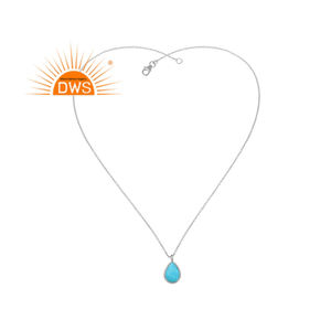 Collier avec pendentif Turquoise, pierre naturelle, en argent Sterling 925, bijou pour filles, fantastique, à la mode, vente en gros - Product Image 4