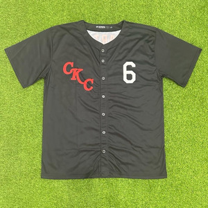 Uniformes de baseball unisexes, maillot boutonné imprimé, respirant, séchage rapide, logo simple - Product Image 2