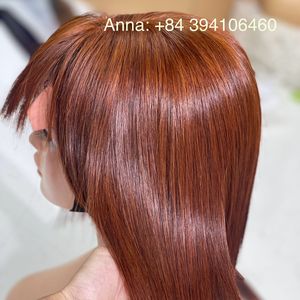 สีน้ําตาล Super Double Drawn Bundles หนังกําพร้าบริสุทธิ์ที่ยังไม่ได้รับการแปรรูปจากธรรมชาติ 100% จัดชิดการต่อผมตรงสีแดงบริสุทธิ์ของมนุษย์