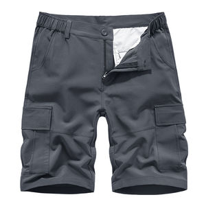 Short athlétique taille haute poche élastique pour la course à pied sport short de sport imperméable motif solide short cargo logo avant tissé - Product Image 2