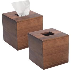 Boîte à mouchoirs en bois de noyer naturel couvercle carré distributeur en bois rustique moderne tendance pour salle de bain salon chambre bureau - Product Image 4