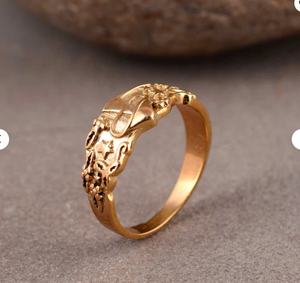 แหวนเห็ดชุบทองทองเหลืองสลักลายป่าผ้าฝ้ายธรรมชาติเครื่องประดับปรับได้แรงบันดาลใจให้กับผู้หญิง - Product Image 5