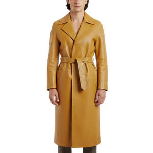 Manteau trench en cuir raffiné pour homme, réversible, boutonné, design long de qualité supérieure, coupe confortable, parfait pour la mode d'hiver et les affaires - Product Image 4