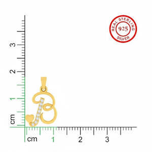 Colgante de Plata de Ley 925 con Sello BIS, Letra B, Chapado en Oro con Rodio, Circonita Cúbica Rosa, 13x18 mm, Opción de Dijes - Product Image 2