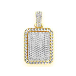 Collar con Colgante Rectangular de Diseño Personalizado, Estilo Hip Hop, Unisex, Hecho a Mano, Chapado en Oro sobre Plata 925, con Incrustaciones de Circonitas - Product Image 4