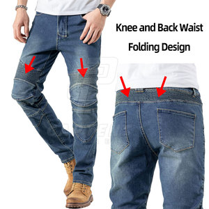 Algodón hecho Slim Fit Moto Jeans Pantalones Protección Desgaste En stock Hombres Moto Jeans Pantalones - Product Image 3
