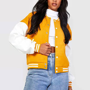 แจ็คเก็ตเบสบอลหนังแท้คุณภาพสูง สไตล์วาร์ซิตี้  แบบมีโลโก้สตรีทแวร์สั่งทำพิเศษ  สำหรับผู้ชาย - Product Image 6