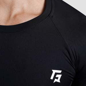 GA 2.0 Performance Compression Slim Fit Knitted Exercise Top Black Short Sleeves Lightweight 200 Grams Screen Print Low MOQ - Product Image 5