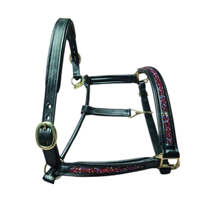 Harnais de cheval en cuir de luxe de haute qualité, avec nezier rembourré en cristal rouge, logo personnalisé réglable, confortable, tailles Cob/Full - Product Image 4