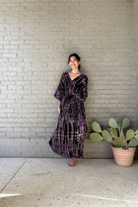 2024 nouveauté été femmes demi-manches col en v cravate teinture caftan robe ceintures naturelles fabricants inde plage vêtements caftan - Product Image 2
