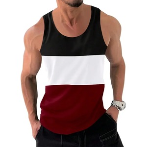 Camisetas sin mangas de algodón 100% para hombre, chaleco deportivo transpirable con contraste de Color empalmado, chaleco holgado para correr de talla XL - Product Image 3