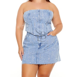 เสื้อเกาะอกผ้ายีนส์ผ้ายีนส์ผ้ายีนส์ระบายอากาศได้ดีขนาดใหญ่พิเศษ - Product Image 1