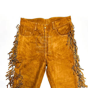 Pantalons en cuir suédé à franges lavées, fabrication en usine, vente chaude, vente en gros, fabrication de qualité supérieure, pantalons en cuir suédé à franges pour hommes - Product Image 2
