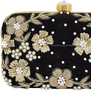 Bolso de Mano de Terciopelo Multicolor de Lujo con Flores, Lentejuelas y Perlas Bordadas a Mano, para Unisex, Diseñador Personalizado, Bolso de Fiesta, Venta al por Mayor - Product Image 1