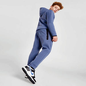 Logo de marque personnalisé 69% coton 31% polyester bleu garçons Tech polaire survêtement fermeture éclair complète à capuche Joggers pantalons de survêtement survêtement - Product Image 1