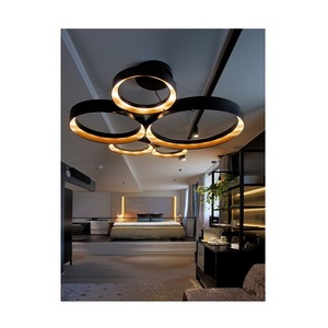 Lámpara Colgante Moderna y Sencilla de LED Negra, Diseño Rústico, de Aluminio, para Sala de Estar, Comedor, Cocina, Dormitorio, Hogar - Product Image 1