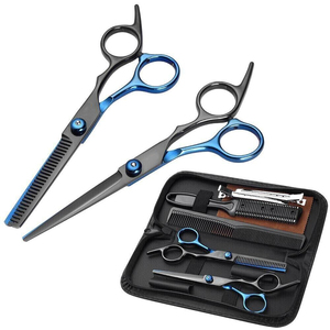 EIZA INDS Ensemble de ciseaux professionnels en acier inoxydable pour la coupe et l'amincissement des cheveux - Product Image 1