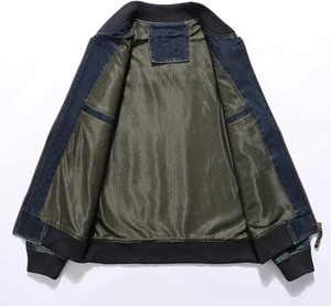 First Fitness Industry Venta caliente Denim Chaqueta ligera Color sólido Hombres Jeans Chaqueta Cómoda manga larga Stand Collar - Product Image 3