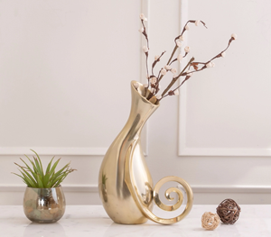 Luxury Gold Amorphous Metal <b>Vase</b> Modern Abstract Spiral Design <b>Decorative</b> <b>Vase</b> for Home, Office & Hotel Interior Decoration - Product Image 1