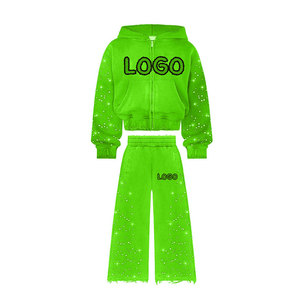 Ensemble de survêtement décontracté à capuche unisexe de qualité supérieure 2026, lavage à l'acide, strass, pantalon de survêtement - Product Image 6