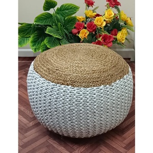 Poufs de Hall Extérieur pour Maison Européenne et Américaine Moderne Poufs de Jute en Macramé Pouf de Jute Tabouret de Travail Tricoté Rond Chambre à coucher Salon - Product Image 1