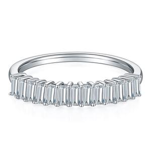 Custom Trendy Baguette Cut Moissanite Pave Diamond Half Eternity <b>Wedding</b> <b>Band</b> 925 Sterling <b>Silver</b> Anniversary Engagement Ring - Product Image 1