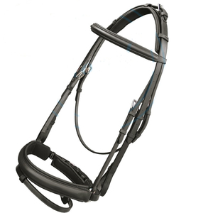 Brida de caballo de cuero de cazador liso con forma anatómica y brida de caballo de cuero ajustable acolchada suave al por mayor de cuero genuino - Product Image 4