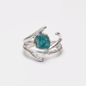 Anillo Fino de Plata de Ley 925 Hecho a Mano, Diseño Clásico Único, Gema de Aguamarina Natural Facetada, Calidad AAA, Engaste de Bisel - Product Image 3