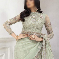 Nouvelle robe de soirée indienne pour femme, coupe trapèze, en mousseline 100% polyester, avec patchwork, appliques, plis et broderies lourdes faites à la main