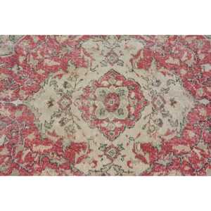 Alfombra turca vintage, alfombra de 5x9.1 pies, alfombra roja con lunares verdes - Product Image 5