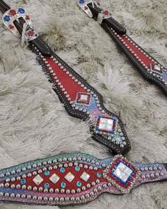 Ensemble Western Headstall & Breast Collar Set Premium Seasonal Horse Tack Designs ensemble de punaises de luxe pour cheval ensemble complet de chevaux de trait - Product Image 4