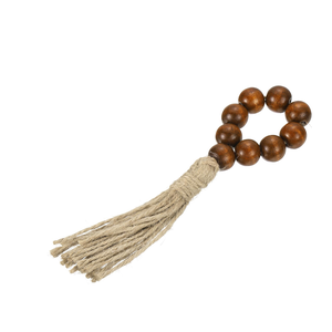 Ronds de serviette en perles de bois naturel Noël Boho Rond de serviette Ferme Rond de serviette avec pompon en corde pour décor d'automne de table - Product Image 6