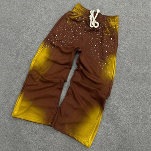 Pantalones Deportivos de Alta Calidad, Estilo Urbano, Anchos, con Pedrería, Lavado Ácido, Pierna Recta, Estampado a Rayas, Holgados, para Hombre - Product Image 3