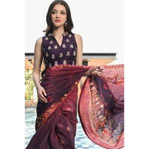 Sari de satén violeta vintage - Product Image 2