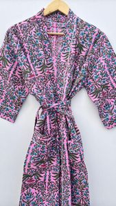 ชุดกิโมโนลายดอกไม้สำหรับผู้หญิง, ชุดคลุมสำหรับใส่ในงานแต่งงานชุดนอนชุดคลุมอาบน้ำซักได้ตามธรรมชาติ - Product Image 2