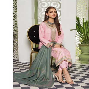 Bin hameed Pari 3ชิ้น banarsi ผ้าไหมแจ็คการ์ด salwar kameez ชุดลำลองที่สวยงามสำหรับผู้ใหญ่ใช้ในชีวิตประจำวันทำจากผ้าวิสคอส - Product Image 2