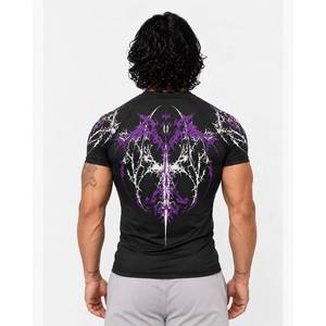 Men's Gothic Slim Fit Compression <b>T</b>-<b>Shirt</b> Short Sleeve O-Neck <b>Purple</b> Letter Pattern Ares Performance Knit Compression <b>T</b>-<b>Shirt</b> - Product Image 2