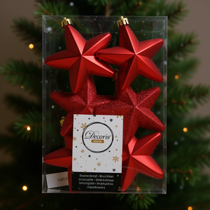 Amicasa 6 Piezas de Estrellas Rojas de Plástico 9027862 Adornos Navideños para Árbol y Bolas de Navidad - Product Image 3