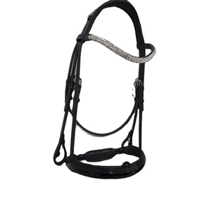 <b>Top</b> Selling Indian DD Leather Horse Bridle High Quality Anatomical Curve <b>Crystal</b> Bling Durable Racing Brow Dressage Nose Band - Product Image 1