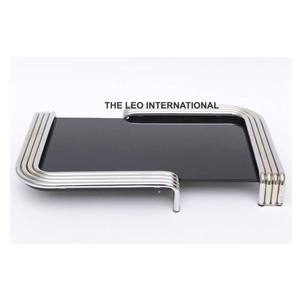 Acero inoxidable Metal negro vidrio forma única brillante pulido creativo bajo esmaltado Platos y platos bandeja para servir decoración del hogar - Product Image 1