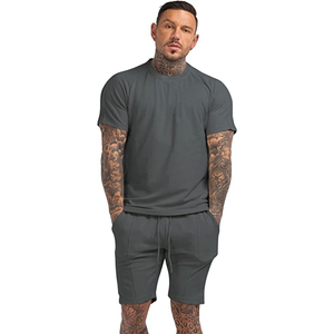 2023 verano moda logotipo personalizado 100% algodón hombres conjuntos cortos camisa bordada de secado rápido pantalones cortos trajes de 2 piezas - Product Image 2