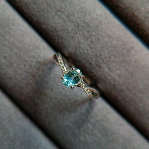 Bague en pierre de topaze bleue suisse de Style romantique Design Unique en argent Sterling massif 925 à la mode cadeau de fête de fiançailles de mariage classique - Product Image 4