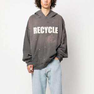 Sudaderas con capucha desgastadas de gran tamaño personalizadas de estilo callejero Sudaderas con capucha desgastadas de hombre de invierno a granel lisas en blanco - Product Image 1