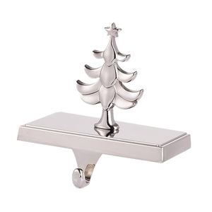 X Mas Tree Design Metal Stocking Holder Chapado en plata para vacaciones Pascua Navidad Gifted Stocking Holder hecho a mano - Product Image 2