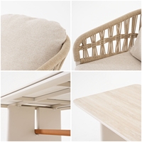 Ensemble de jardin moderne européen, table et chaises de salle à manger d'extérieur, ensemble de salle à manger de luxe pour hôtel et villa